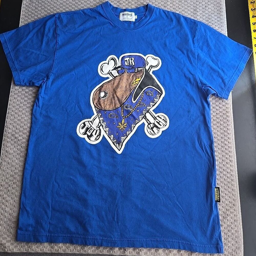 Snoop Dogg x Joy Rich Collab Mens Doggystyle Bandana Crip Dog Blue Graphic SMALL